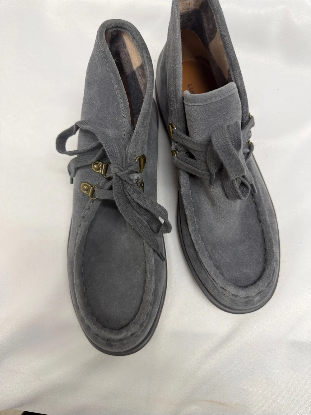 Lucky Brand Gray Suede Chukka Mule Boots